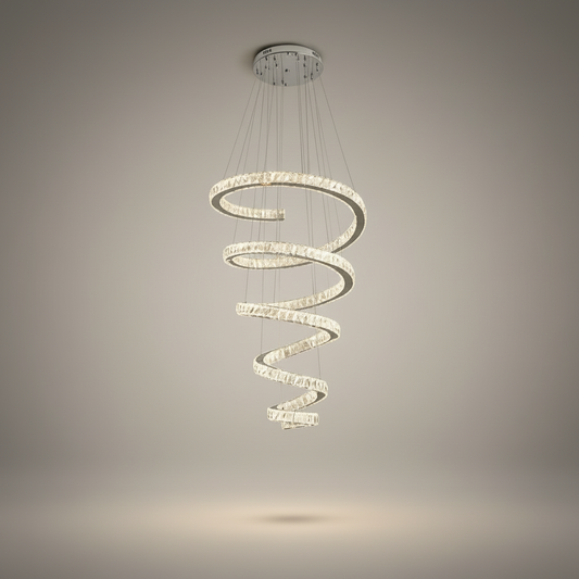 Wulf Long Spiral Hanging Crystal Golden Chandelier - Chandeliers | Lucera Lighting