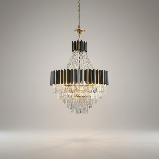 Jasper Modern Round Gun Black Crystal Chandelier - Chandeliers | Lucera Lighting