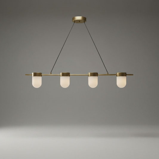 Celadon Art Deco Linear Chandelier with Alabaster Shades - Pendant Lights | Lucera Lighting