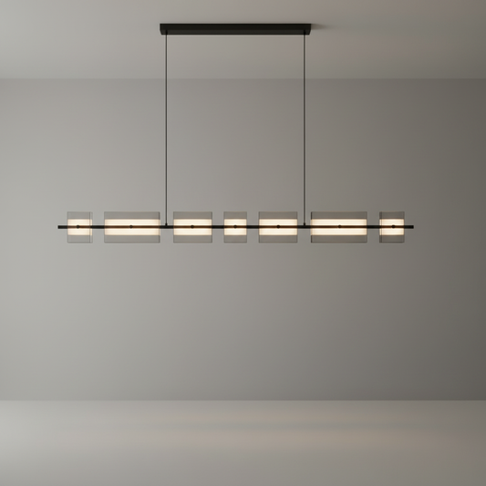 Icterine Modern Rectangle Copper Glass Chandelier - Pendant Lights | Lucera Lighting