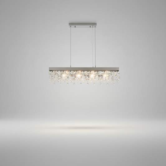 Hlin Chrome Rectangular Crystal LED Chandelier - Chandeliers | Lucera Lighting