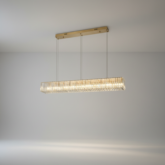Ivar Rectangular Crystal Hanging LED Chandelier - Chandeliers | Lucera Lighting