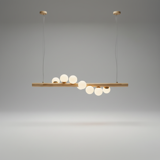 Svartr Nordic Wood Glass Ball LED Chandelier - Pendant Lights | Lucera Lighting