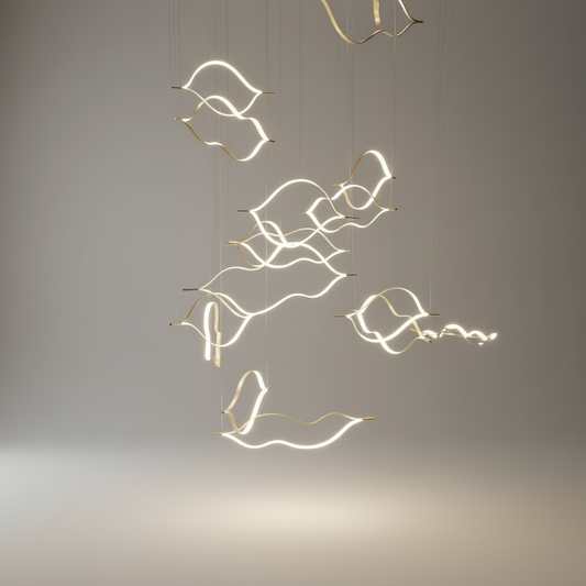 Campo Gold Wave Chandelier for Dining Room - Chandeliers | Lucera Lighting