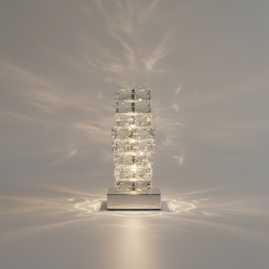 Verita Stainless Steel Crystal Modern Table Lamp - Lamps | Lucera Lighting