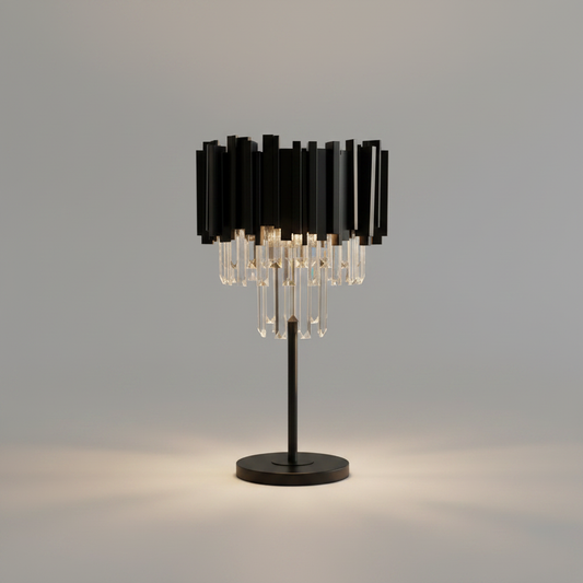 Bugia Art-Deco Dimmable Black Crystal Nightstand Lamp - Lamps | Lucera Lighting