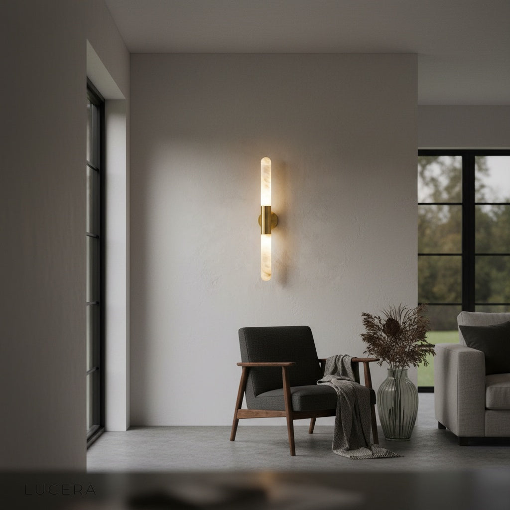 elegant Zone Wall Lamp mounted above a bedside table in a minimalist interior