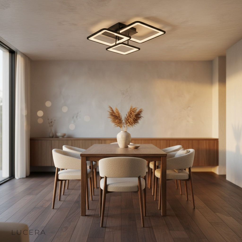 Barolo ceiling light in open-plan kitchen island area with bright task lighting