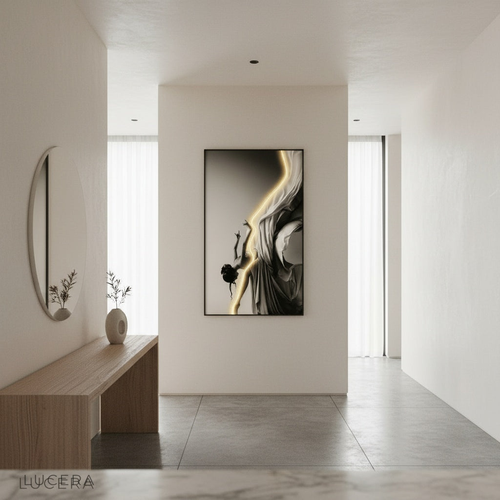 soft evening glow of dancer silhouette lamp in serene dining corner