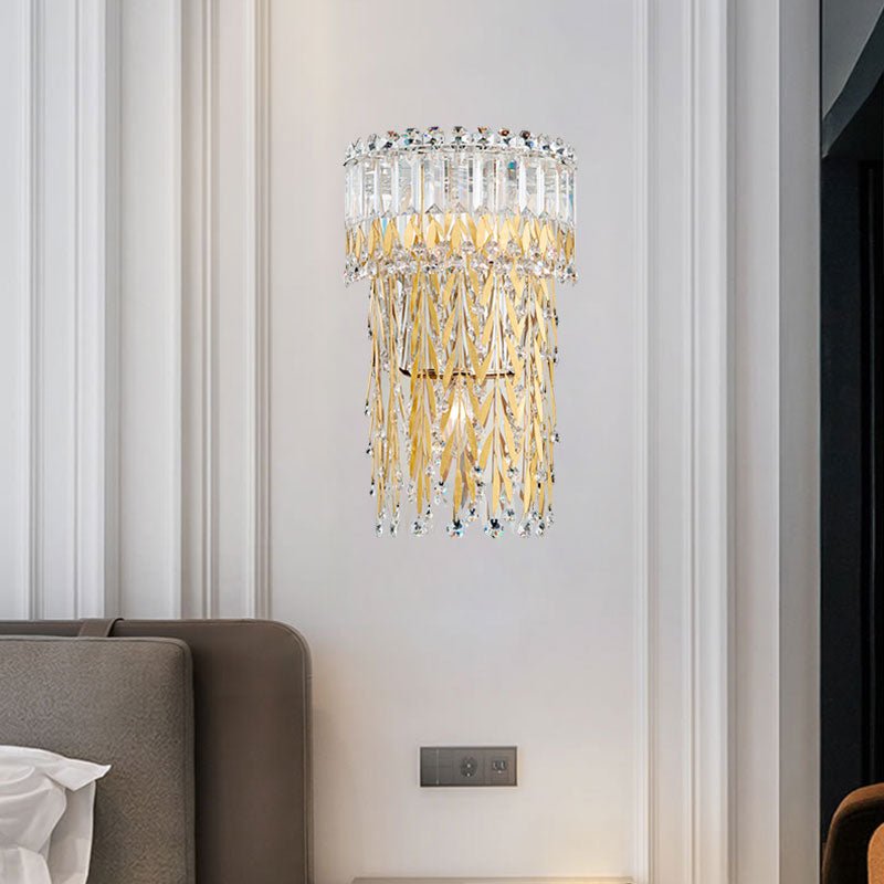 Sera Golden Crystal Wall Lamp for Living Room - Wall Lights & Sconces | Lucera Lighting