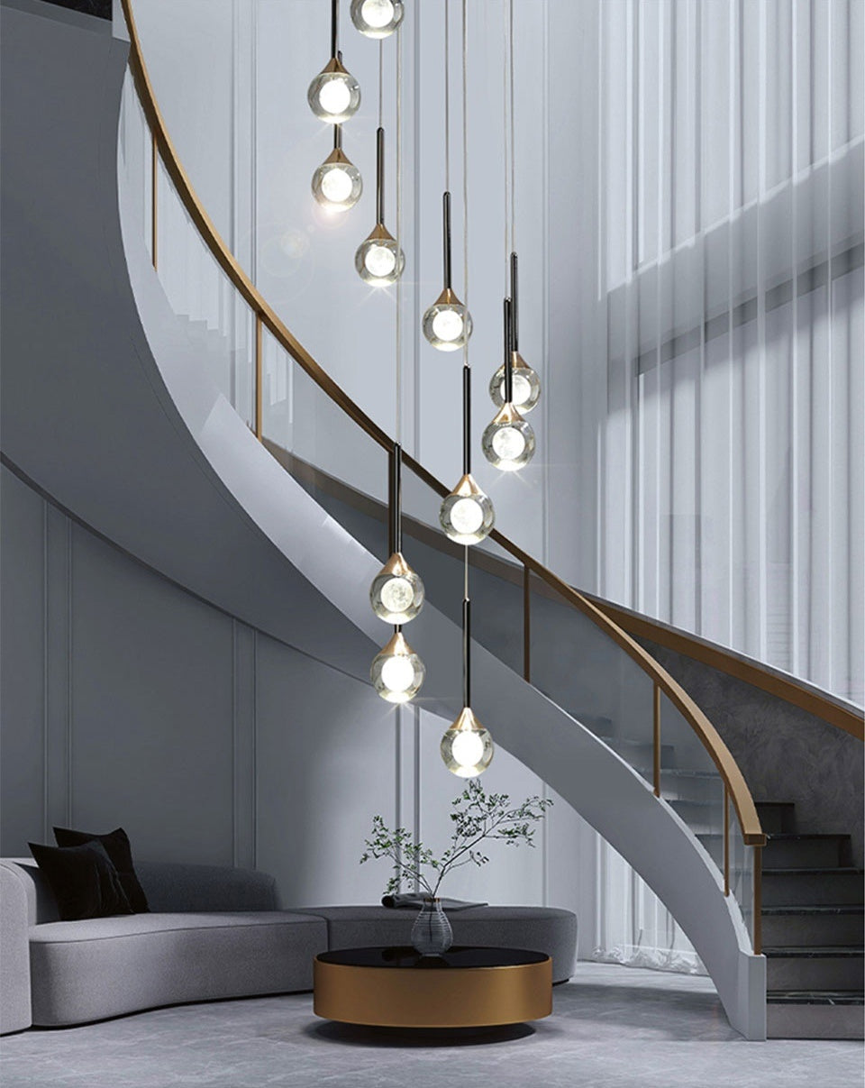 Fenn Gold Crystal Raindrop Glass Ball Chandelier - Chandeliers | Lucera Lighting