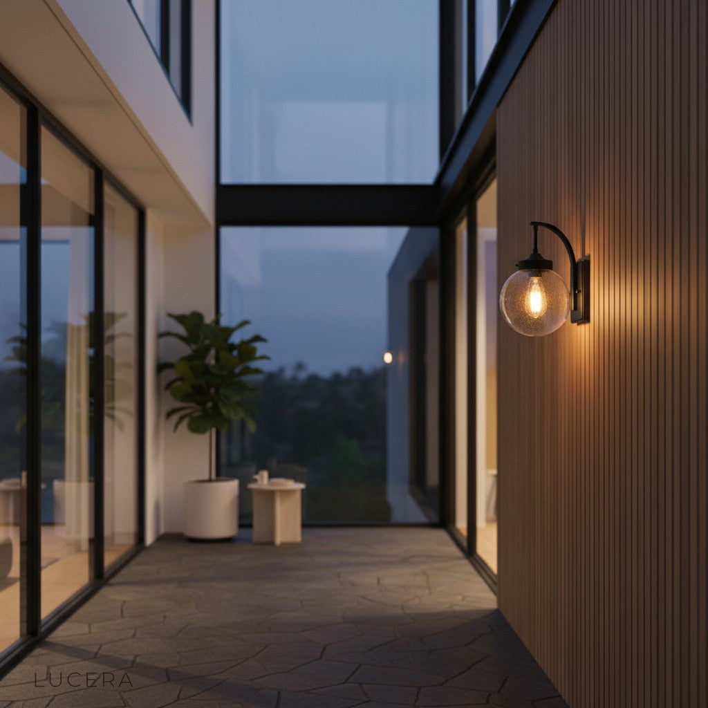 IP65 waterproof Nyx wall light mounted on brick exterior wall