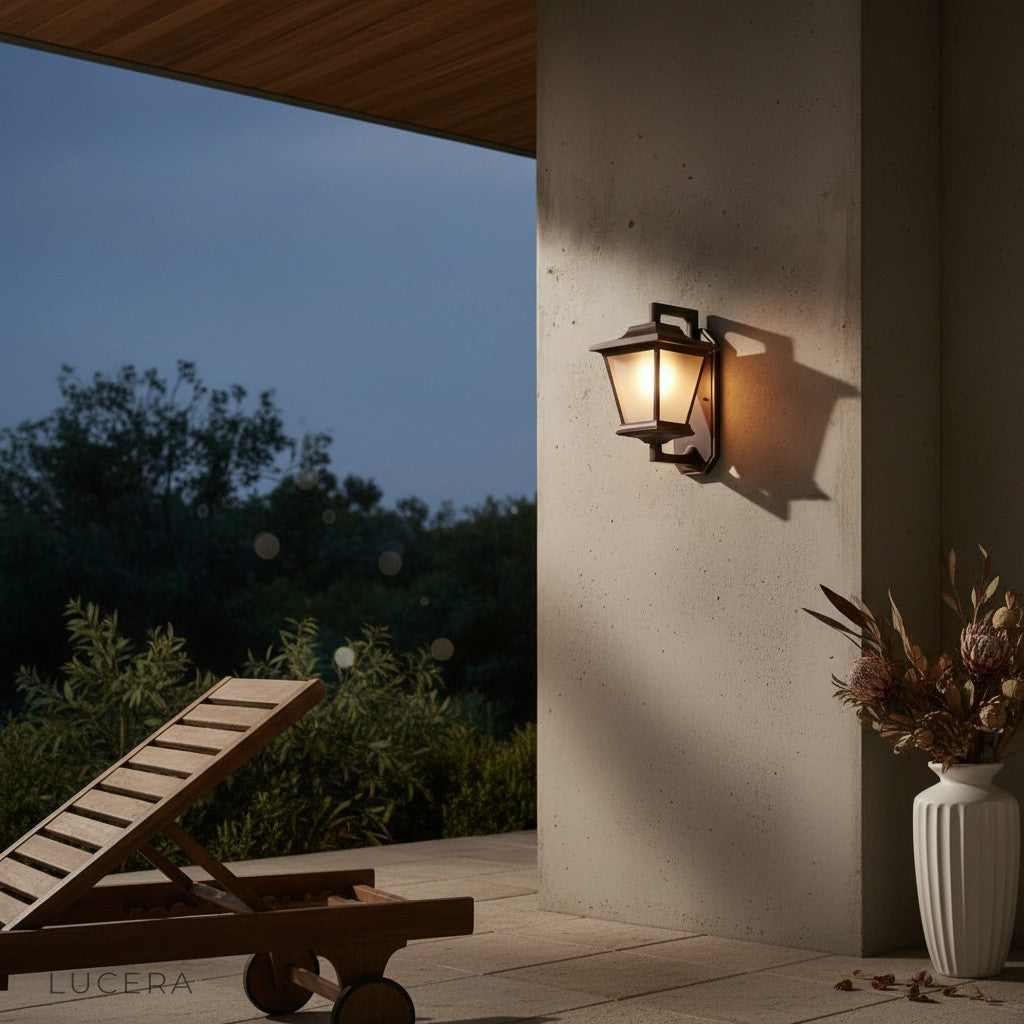 Detail of Ophelia Outdoor Sconce aluminum alloy frame and waterproof IP44 fixture