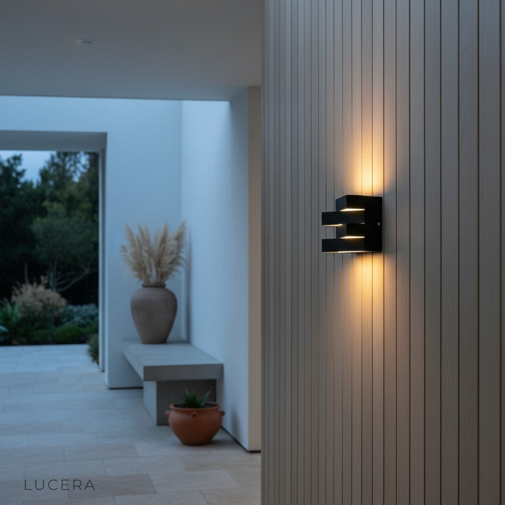 minimalist Heline LED wall light front view on clean white background