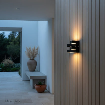 minimalist Heline LED wall light front view on clean white background