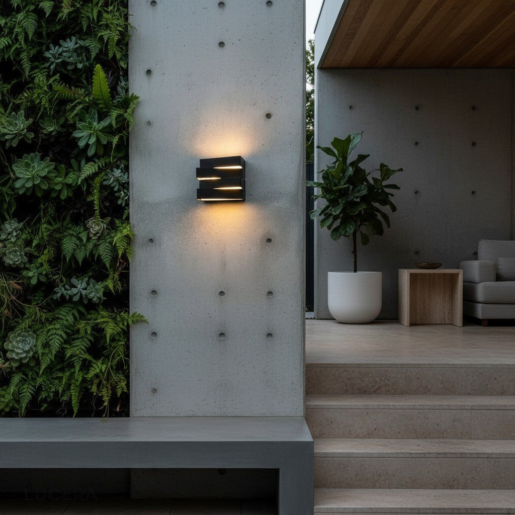 close-up of brushed aluminum finish and diffused LED panel on Heline