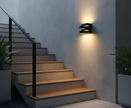 Heline LED wall light casting cozy warm light on a hallway at night