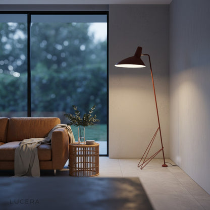 peridot lamp casting ambient light in cozy reading nook at dusk