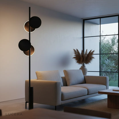close-up of iron frame joint and minimalist base of Scarlet Freienbach floor lamp