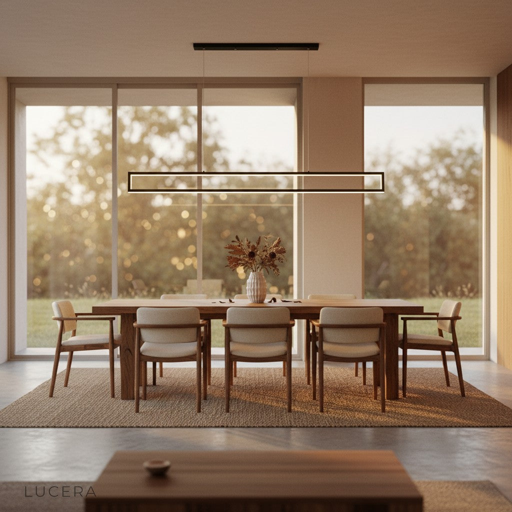 Ingrid chandelier switched on at dusk in a cozy dining nook, creating intimate warm atmosphere