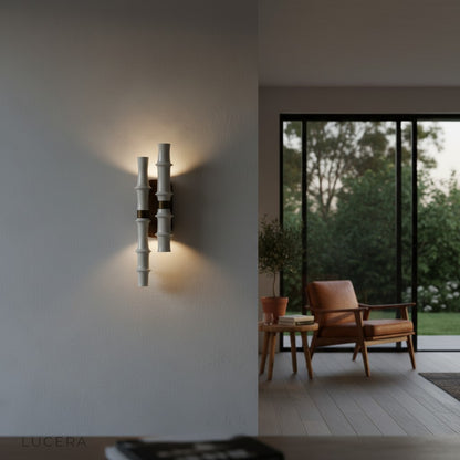 Salvo wall lamp with cool white LED light in neutral hallway setting