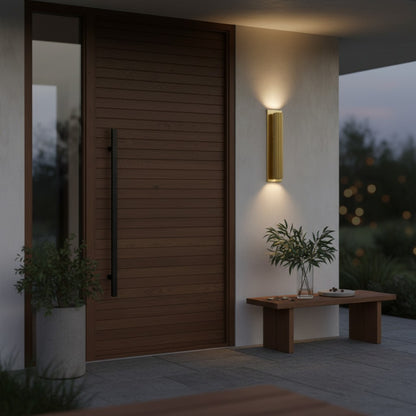 Loano black and copper wall light casting ambient shadows in modern living room