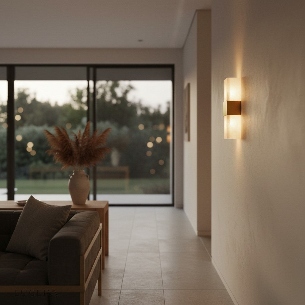 hauteur marble lamp in cozy reading nook with warm 3000k ambient light