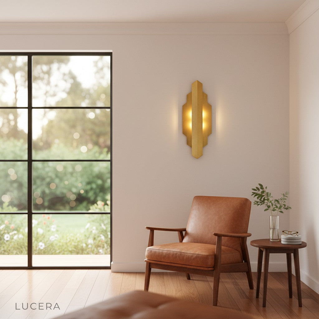 Jetee copper wall sconce in hallway with industrial decor and warm accent lighting