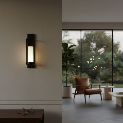 Palace style wall lamp with warm light casting intricate shadows on textured wall