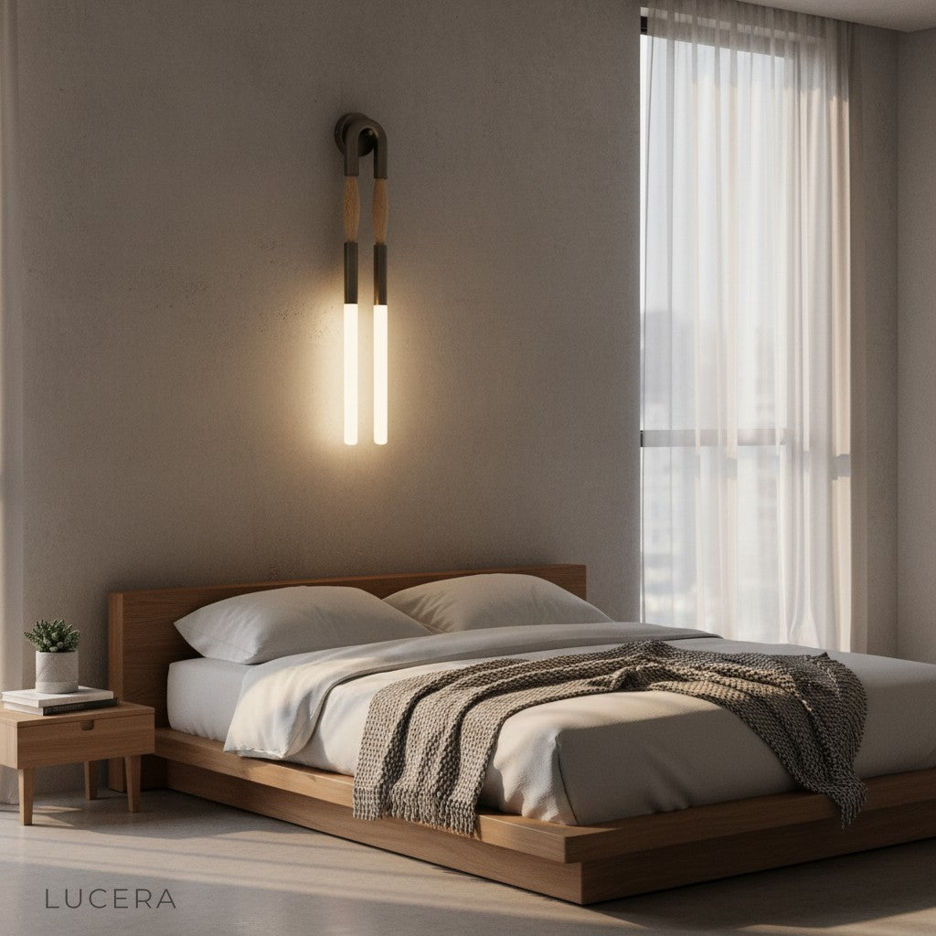 Regula silver wall sconce casting patterned light on textured wall