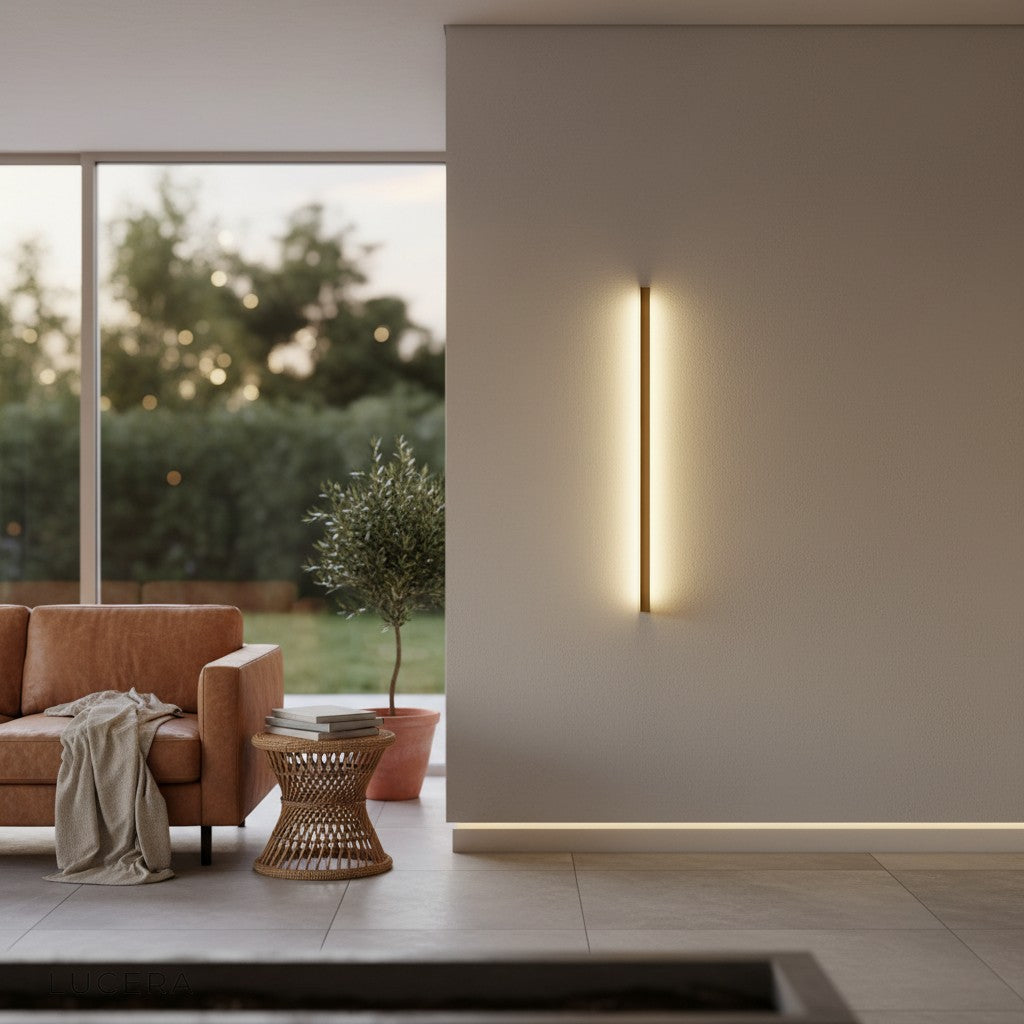 Neural Modern LED Wall Lamp Italian style mounted above a modern bedside table