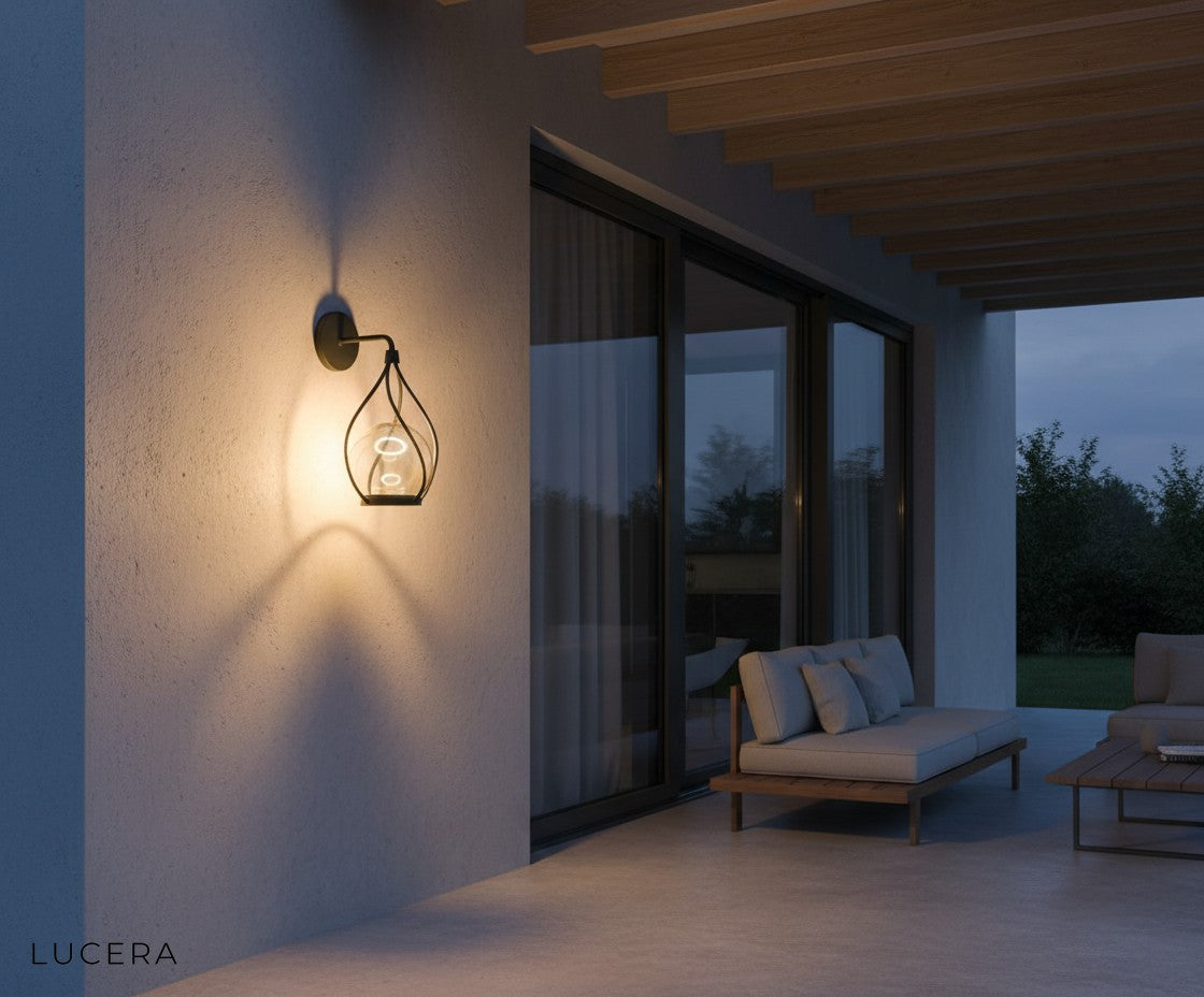 contemporary sconce lighting a cozy porch with warm ambiance