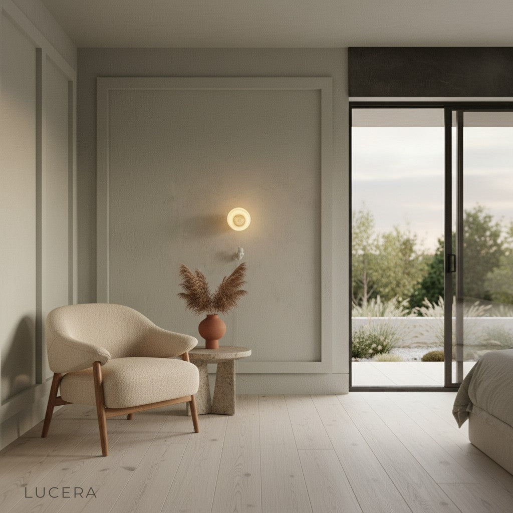 planet wall light paired with a rocket bookshelf in a playful space-themed room
