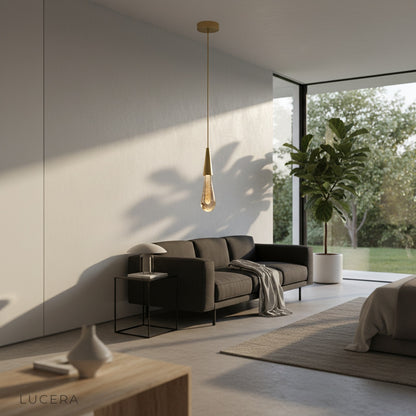 Beryl pendant light in elegant hallway with soft shadows on wall