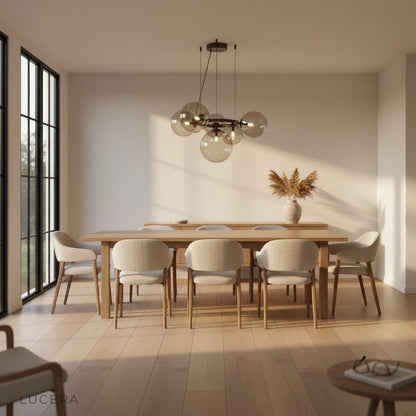 Grenache chandelier in open-concept kitchen island space