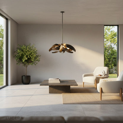 Incanto Chandelier glowing warmly over a cozy breakfast nook with soft morning sunlight