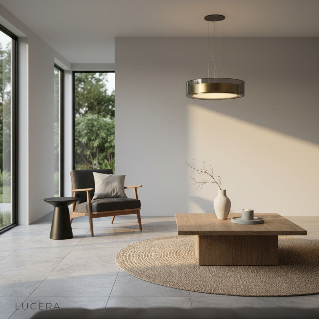 Kismet Pendant Light studio view showing integrated LED diffuser and sleek metal canopy