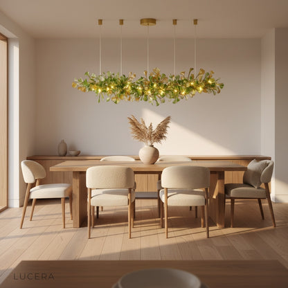 front view of Paola chandelier on white background showing integrated LED bulbs