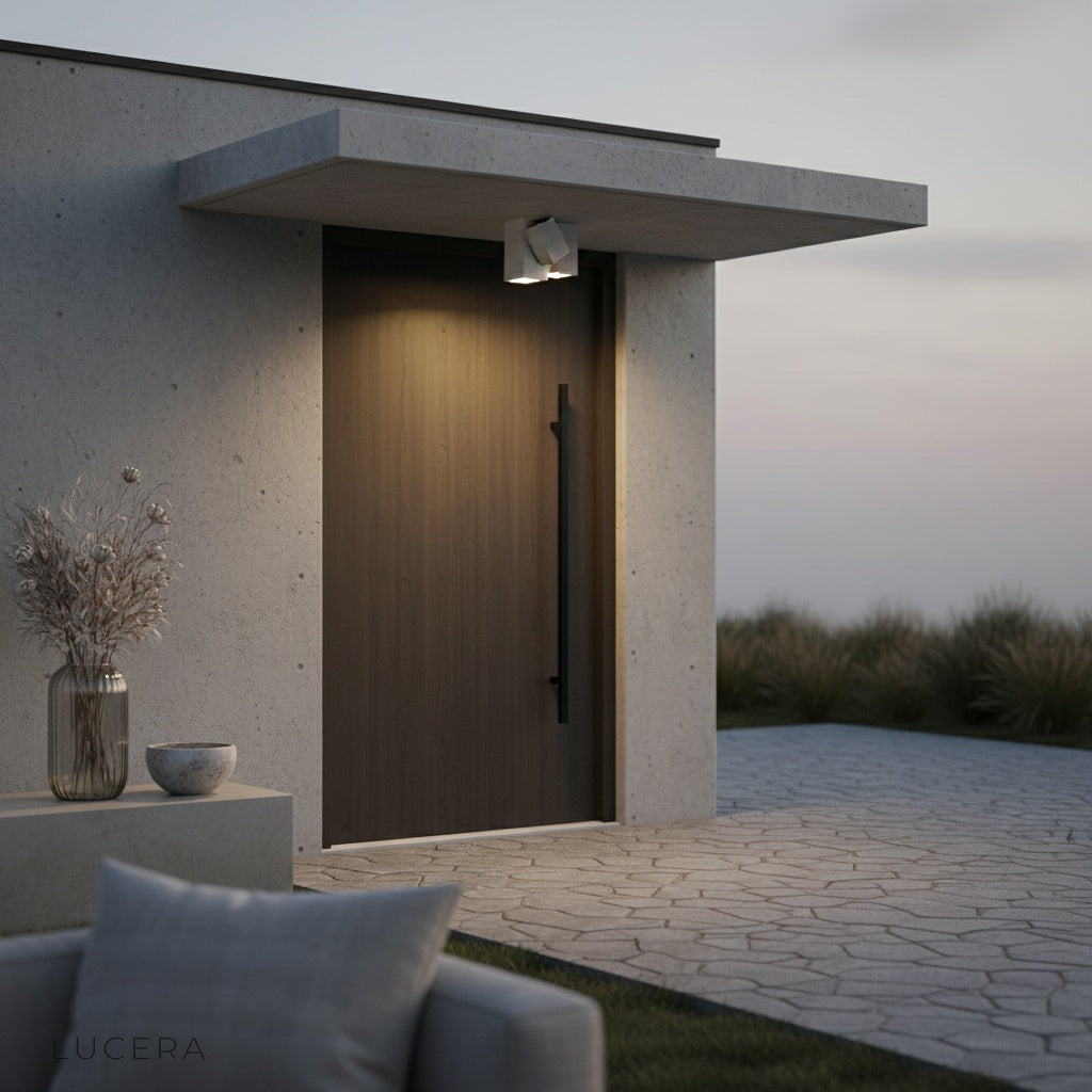 energy-efficient ceiling light glowing in warm white tone