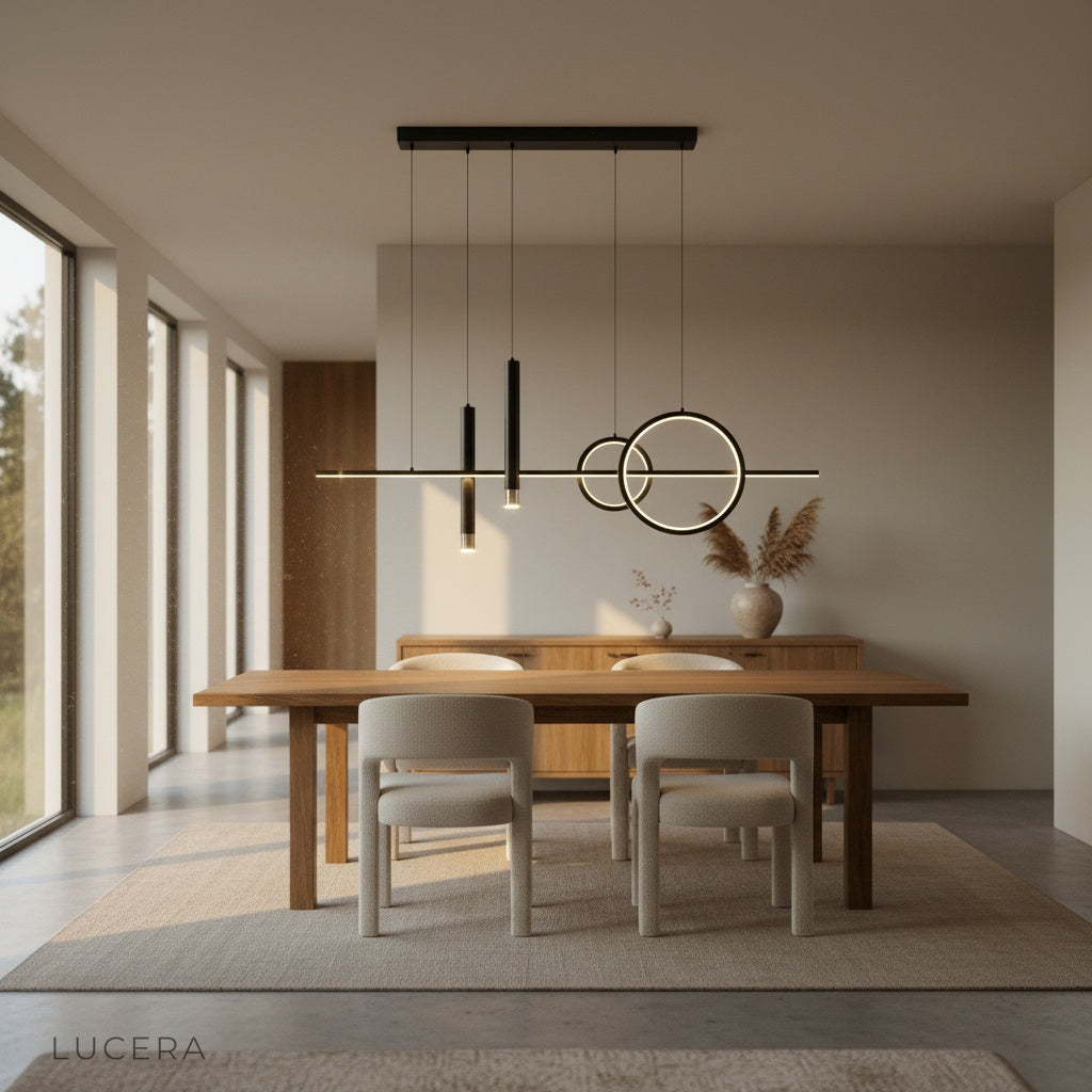 Close-up of gold aluminum finish on Trim Pendant Light, showing brushed texture and ring joints