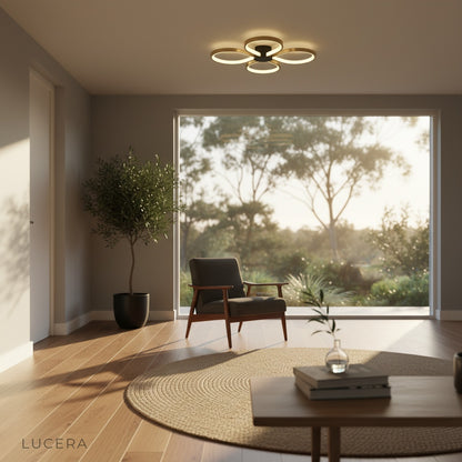 minimalist brass and silica gel ceiling fixture centered on a clean white background