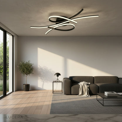 contemporary ceiling light complementing minimalist bedroom decor