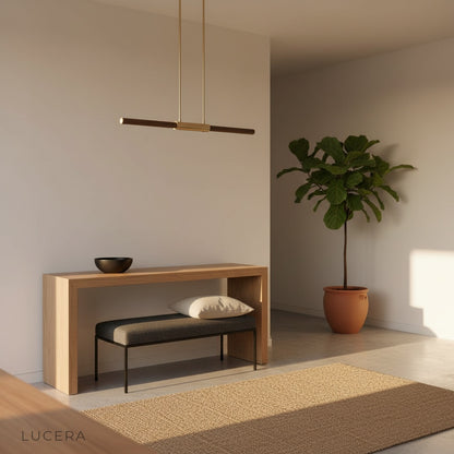 Griselda pendant light paired with wooden furniture in a modern farmhouse setting