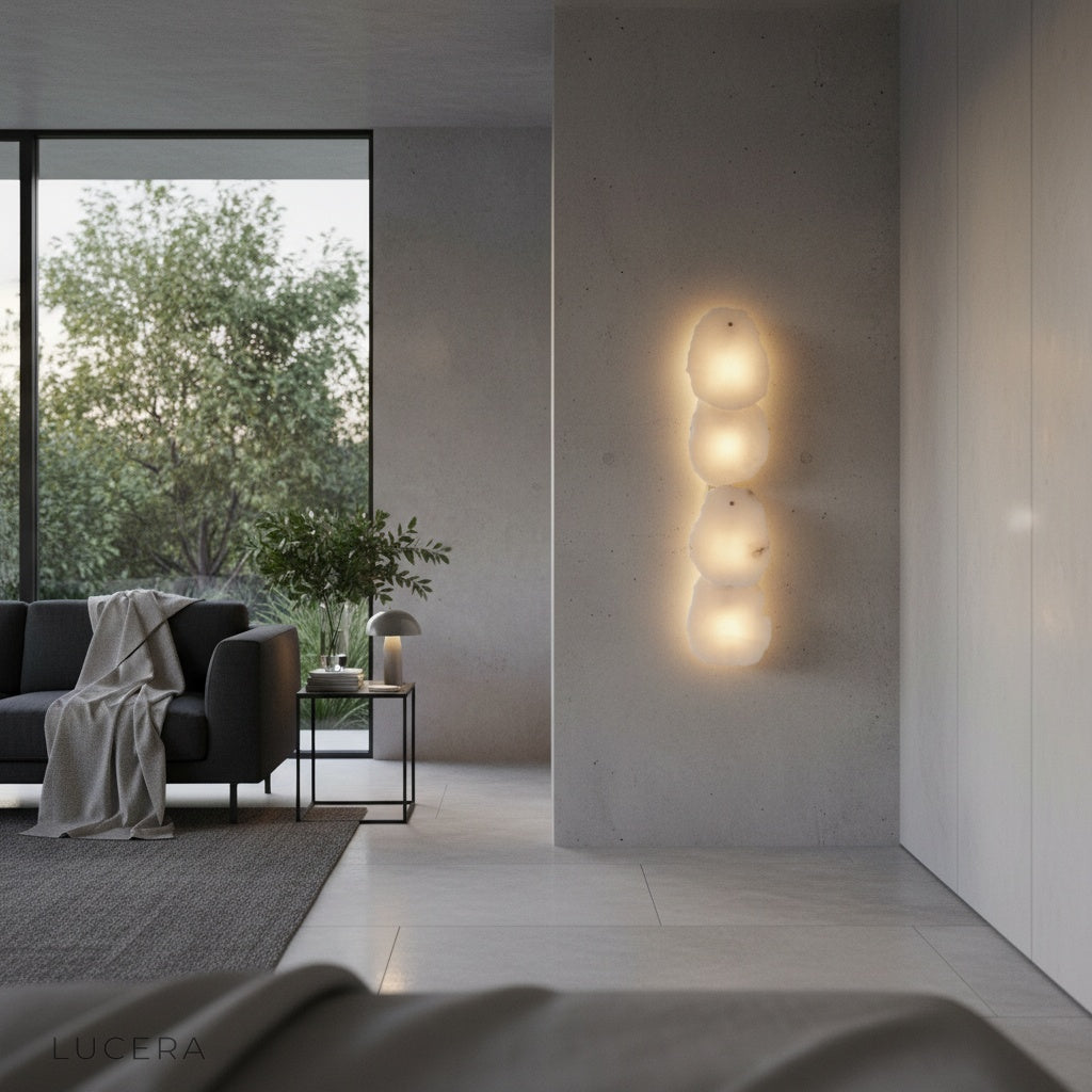 studio shot of Esker wall lamp angled view highlighting cloud-like clusters