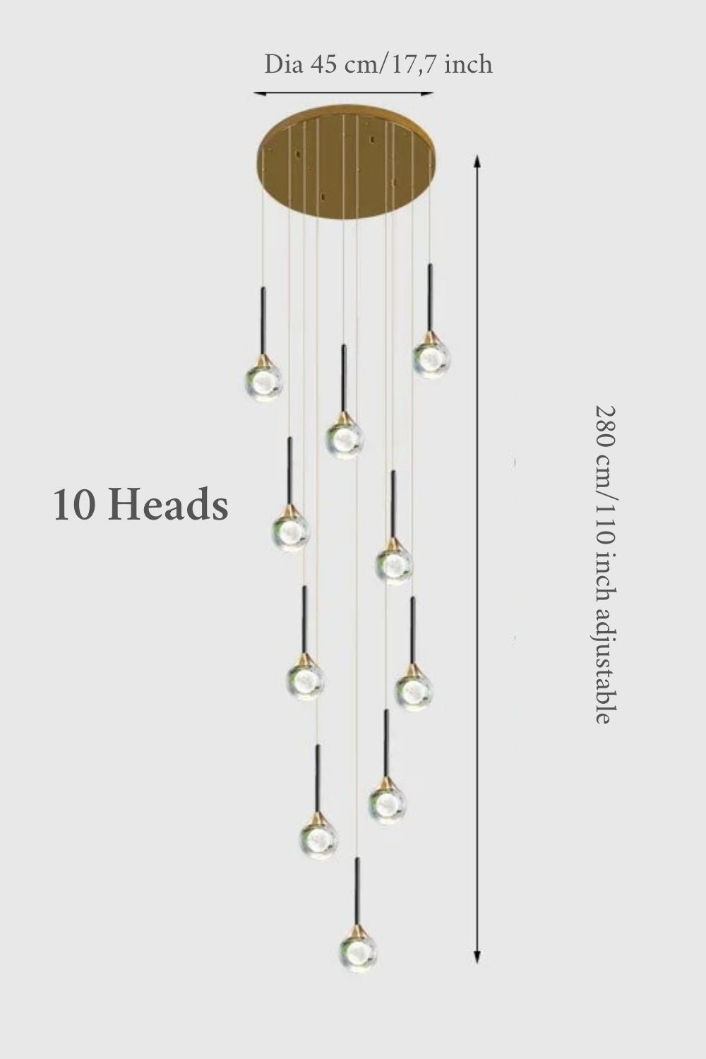 Fenn Gold Crystal Raindrop Glass Ball Chandelier - Chandeliers | Lucera Lighting