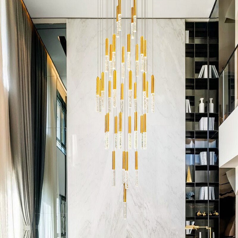 Schist Long LED Spiral Chandelier - Chandeliers | Lucera Lighting