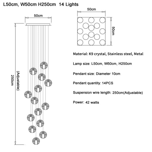 Vervain Crystal Hanging Light Fixture - Chandeliers | Lucera Lighting