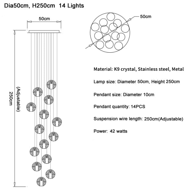 Vervain Crystal Hanging Light Fixture - Chandeliers | Lucera Lighting