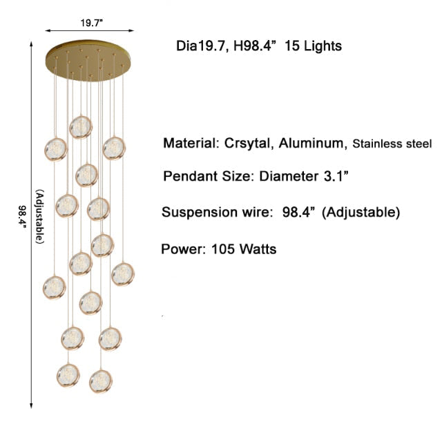 Topaz Staircase Crystal Chandelier - Pendant Lights | Lucera Lighting