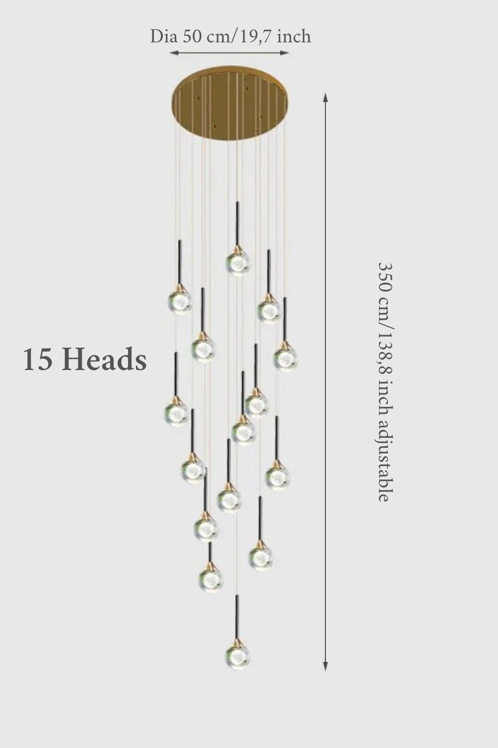 Fenn Gold Crystal Raindrop Glass Ball Chandelier - Chandeliers | Lucera Lighting